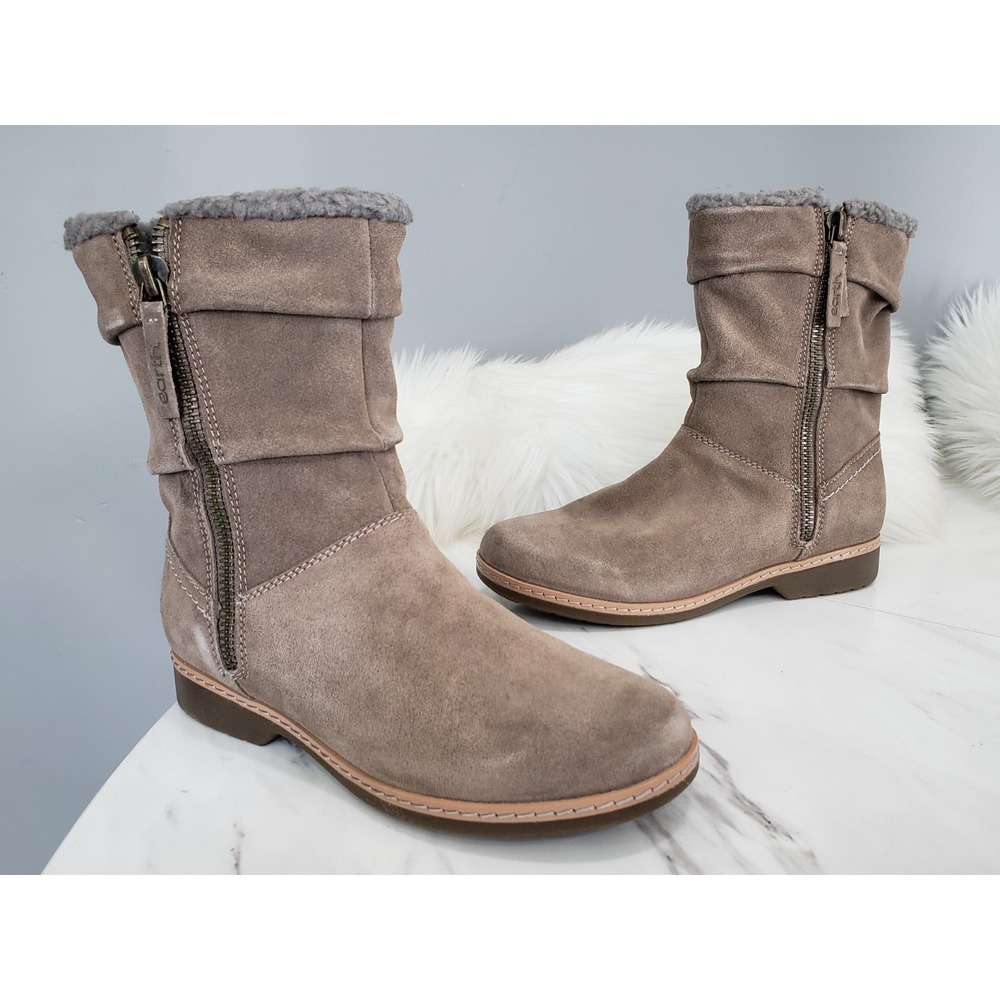 NEW SIZE 8 GRAY Hyland Cozy Water Repellent Boots Dark Grey Suede Zip Up Slouch